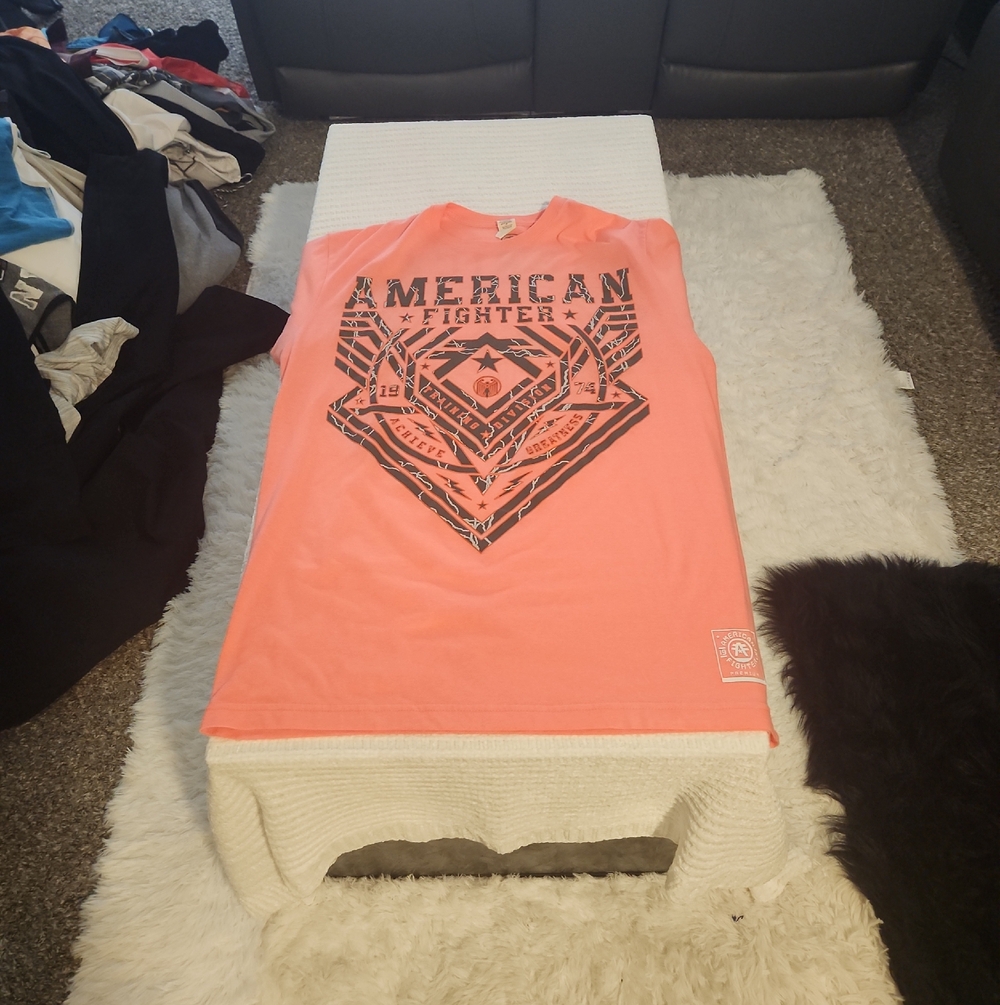 American Fighter Coral Pink Graphic Full T-shirt With Sleeves